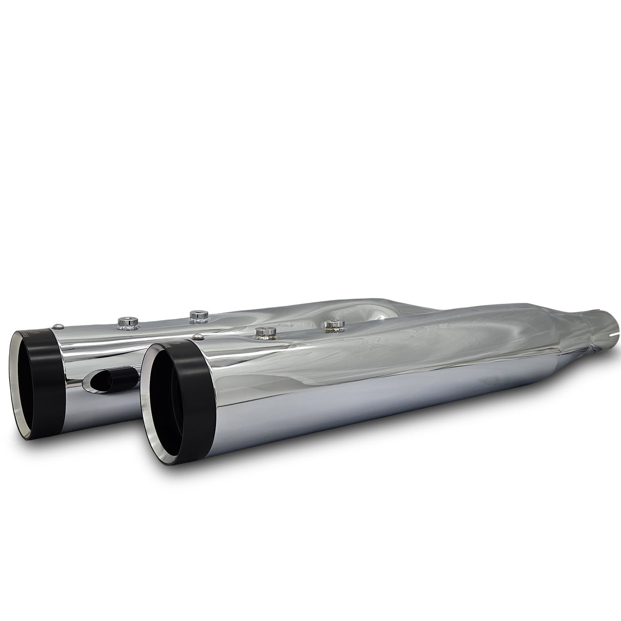 Black Label Performance 4.5" Slip-On Mufflers - Chrome Straight Cut, Black Tip