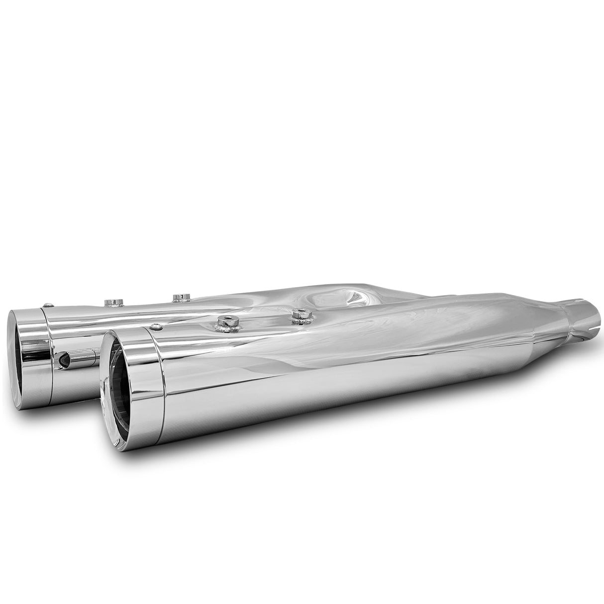 Black Label Performance 4.5" Slip-On Mufflers - Chrome Straight Cut, Chrome Tip