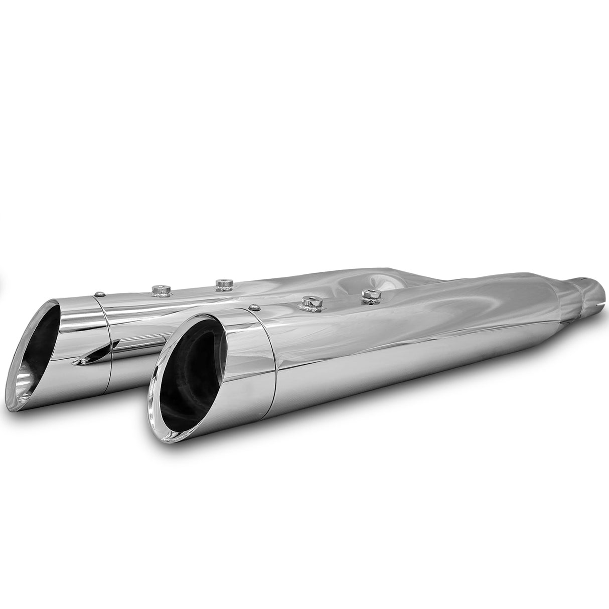 Black Label Performance 4.5" Slip-On Mufflers - Chrome Slash Cut, Chrome Tip