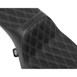 DRAG SPECIALTIES SEATS 0801-2035 Extended Reach Predator III Seat Extended Reach Predator III Set - Double Diamond - Silver Stitching - Vinyl - FLH/FLT '23-'24