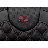 SADDLEMEN 0801-1619  A808-07R-184BUR Roadsofa™ Extended Reach Seat- Lattice Stitch - Wine Berry Stitch - with Backrest - FL 08-23