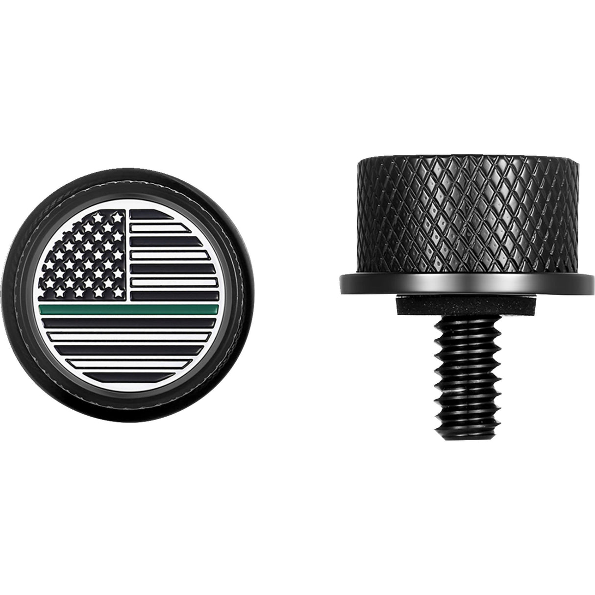 FIGURATI DESIGNS 0820-0209 FD72-SEAT KN-BK Seat Mounting Knob black - green line american flag