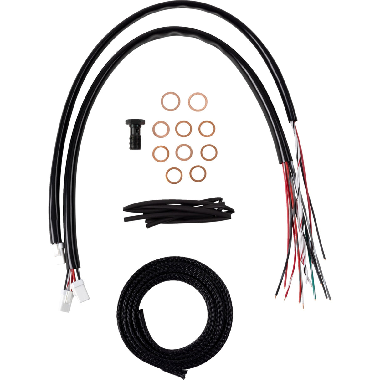 LA CHOPPERS 0662-1179 LA-8059KT2-13M Complete Midnight Braided Handlebar Cable/Brake Line Kit — Standard - 12" - 14" Handlebars - Midnight