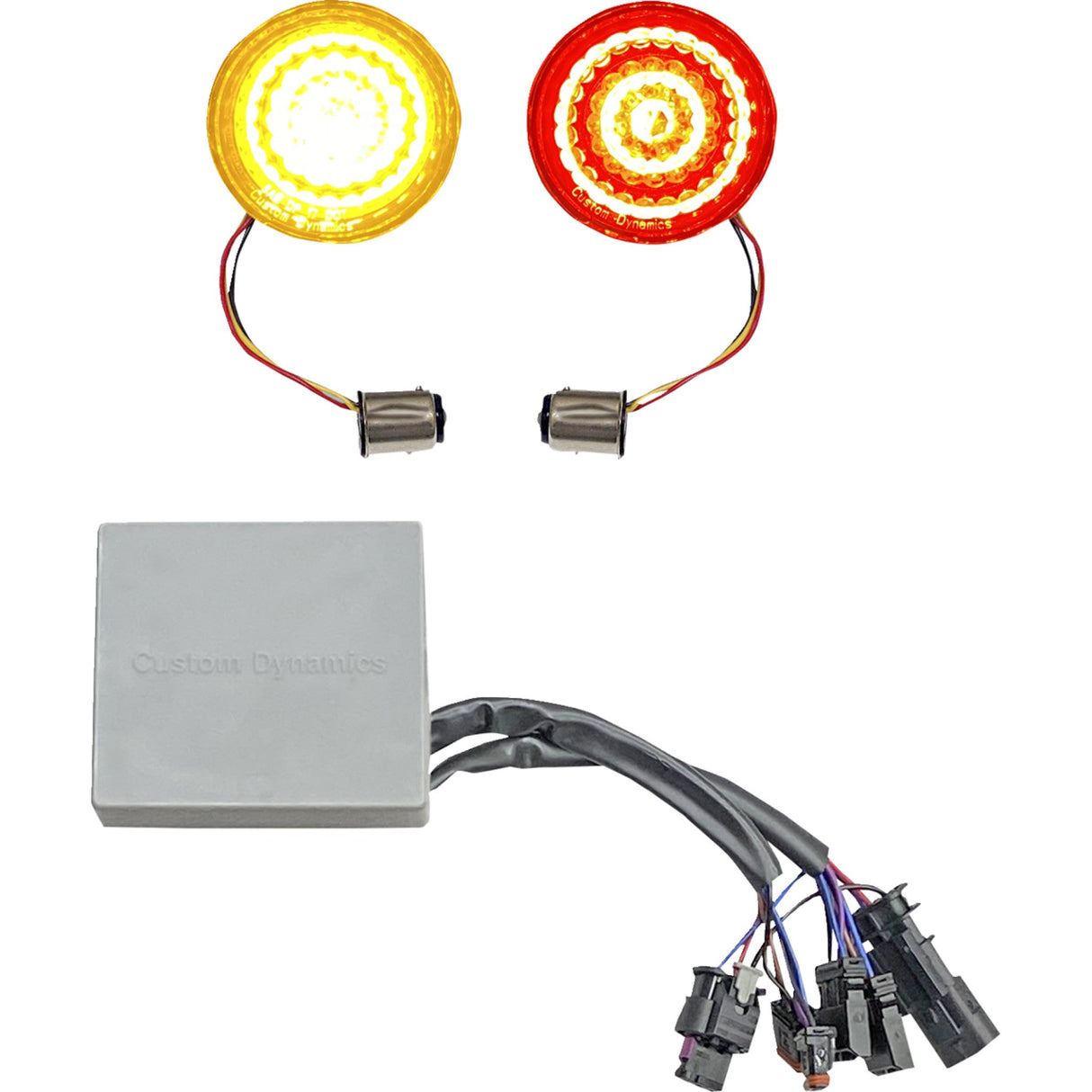 Custom Dynamics Smart LED Bullet Turn Signal Inserts Amber Red - CD-STS-RSGST For Harley Motorcycles 2018-2024