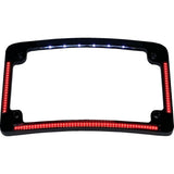CUSTOM DYNAMICS 2030-2288 TF08-B Radius License Plate Frame with Auxiliary Red LEDs and Tag Illumination - Red/White LED - Gloss Black