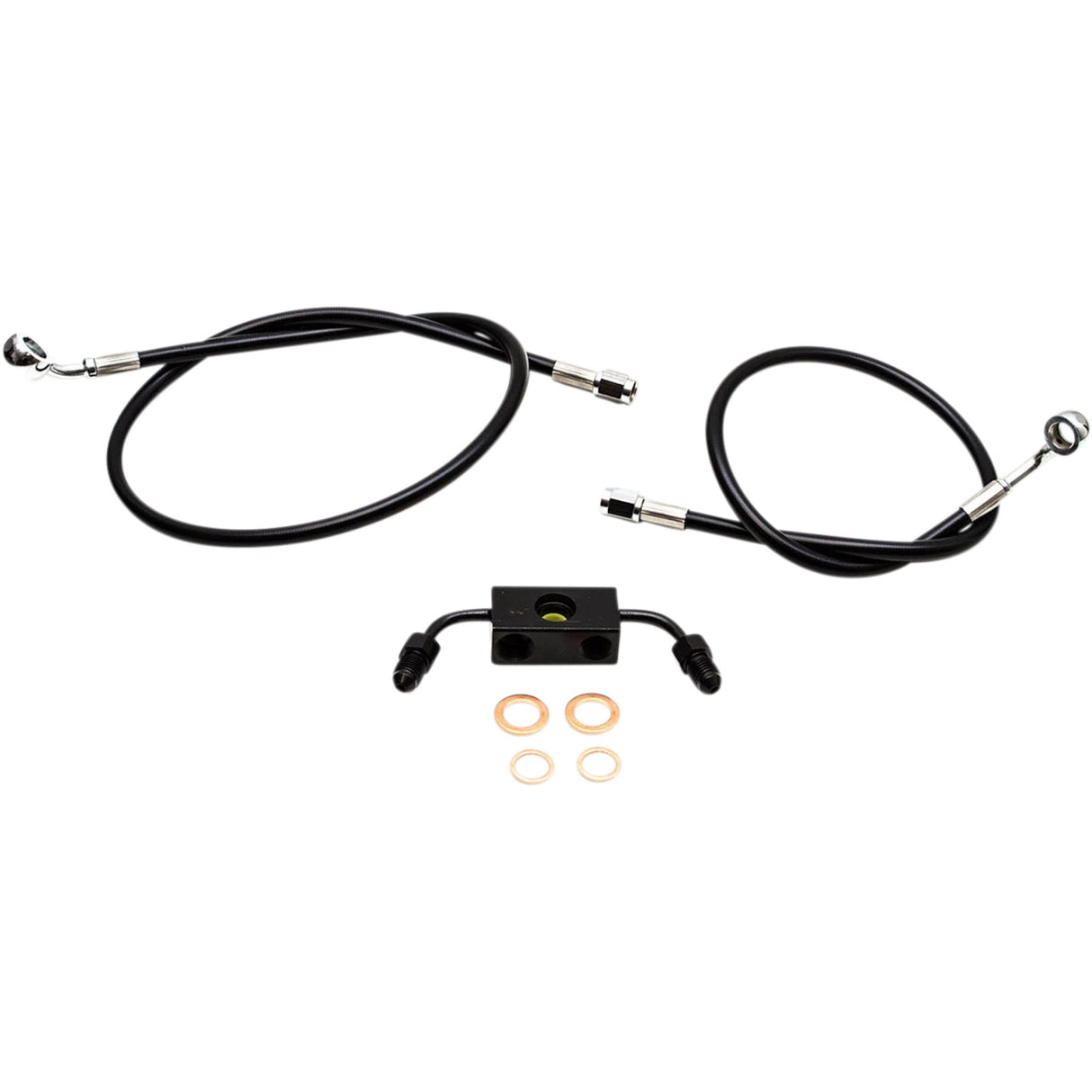 LA Choppers Black Braided Brake Line Kit 12" 14" Ape Hanger Handlebars Black - LA-8211B13B For Harley Dyna 2012-2017