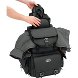 SADDLEMEN 3515-0120 EX000440 BR3400EX Combination Backrest, Backseat, and Sissy Bar Bag Sissy Bar Bag - Black