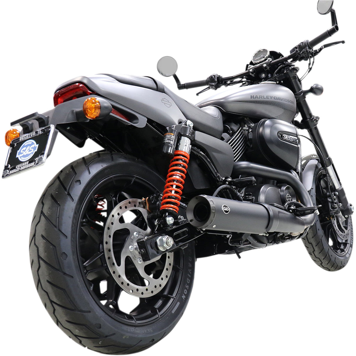 S&S Cycle Grand National Slip-On Muffler 4" Black Ceramic XG500/750 - 550-0703 For Harley Street 2015-2020