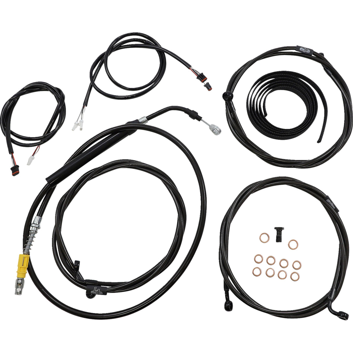 LA Choppers Complete Plug-And-Play Cable Kit 15" 17" Handlebars ABS Black - LA-8056KT3-16B For Harley Touring 2021-2022