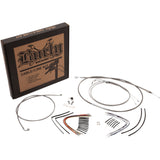 Burly Brand Complete Stainless Braided Handlebar Cable Brake Line Kit 15" Ape Hangers - B30-1239 For Harley Touring 2017-2020