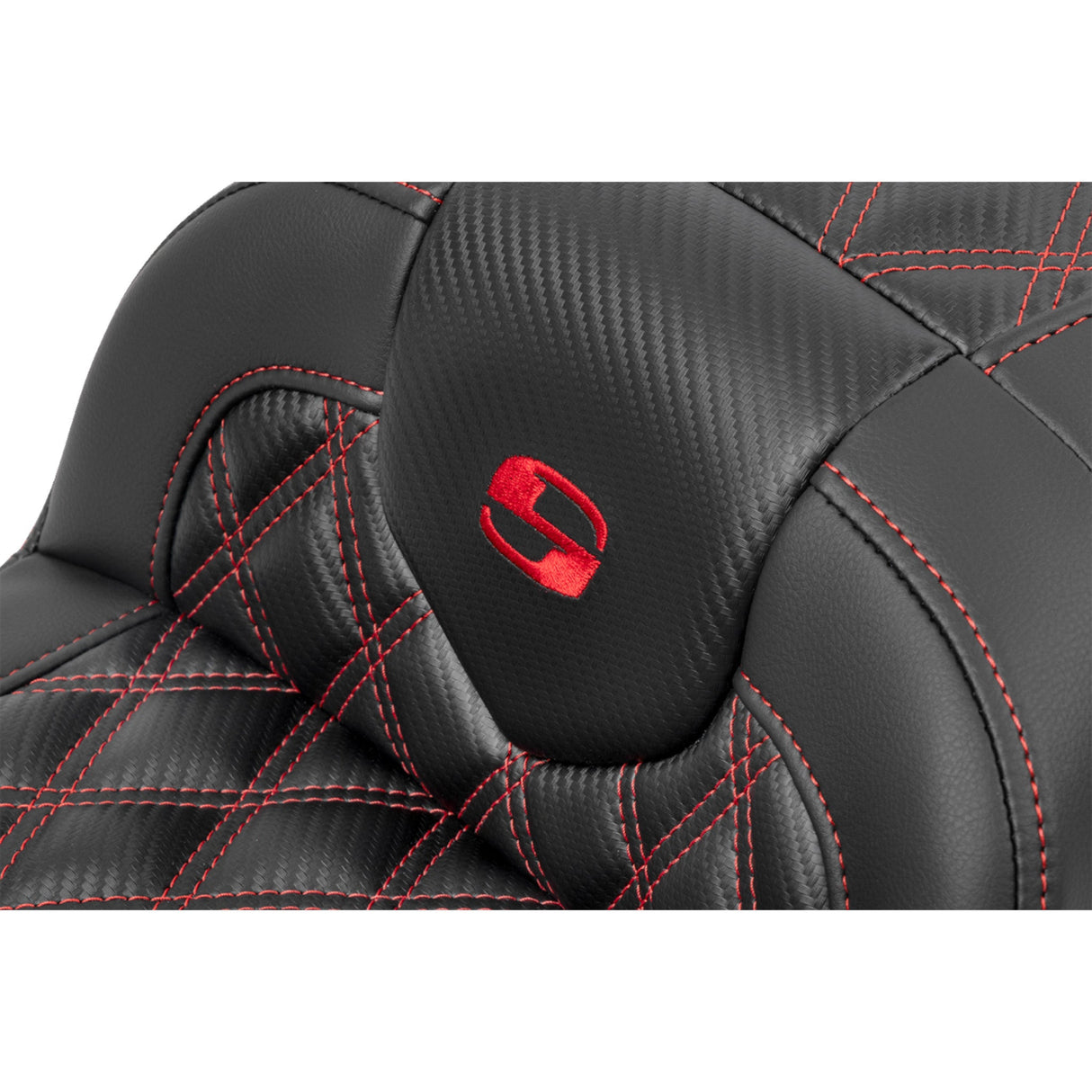 Saddlemen Roadsofa™ Lattice Stitch Seat Without Backrest Carbon Fiber Red Stitch - 823-07-20604 For Harley Touring 2023-2026