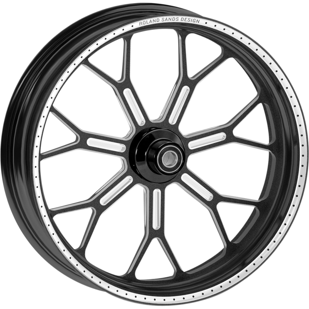 RSD 0201-1896 12047106DELJSM Delmar One-Piece Aluminum Wheel - Front - Dual Disc/with ABS - Black/Contrast Cut Ops™ - 21x3.5 - '08+ FLD