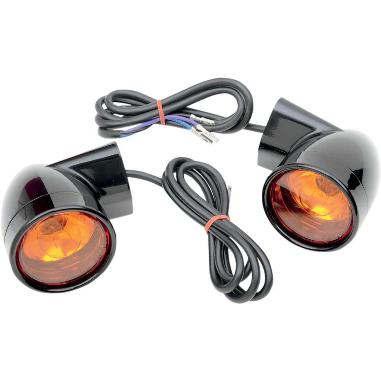 Drag Specialties Bullet-Style Turn Signals Front Gloss Black For Harley Touring 1999-2022