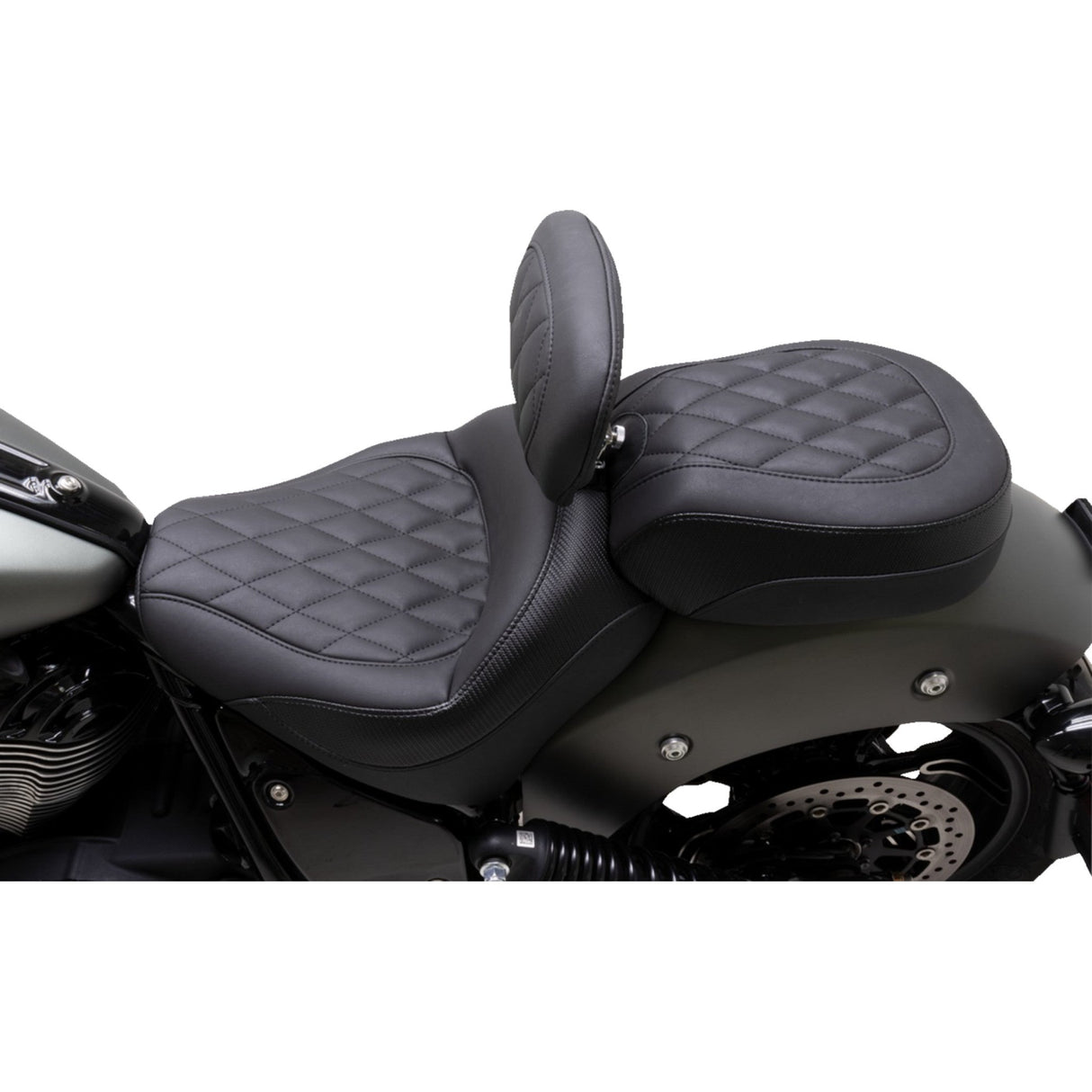 Mustang Standard Touring Solo Seat With Driver Backrest Black Diamond Stitch - 89740 For Indian 2022-2023