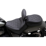 Mustang Standard Touring Solo Seat With Driver Backrest Black Diamond Stitch - 89740 For Indian 2022-2023