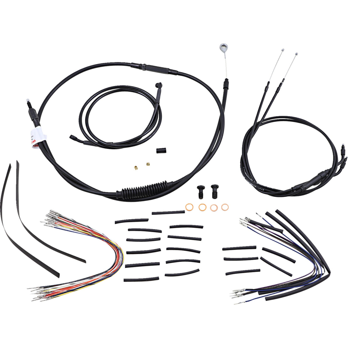 Burly Brand Complete Black Vinyl Handlebar Cable Line Kit For Ape Hangers 12" - B30-1036 For Harley Dyna 2006