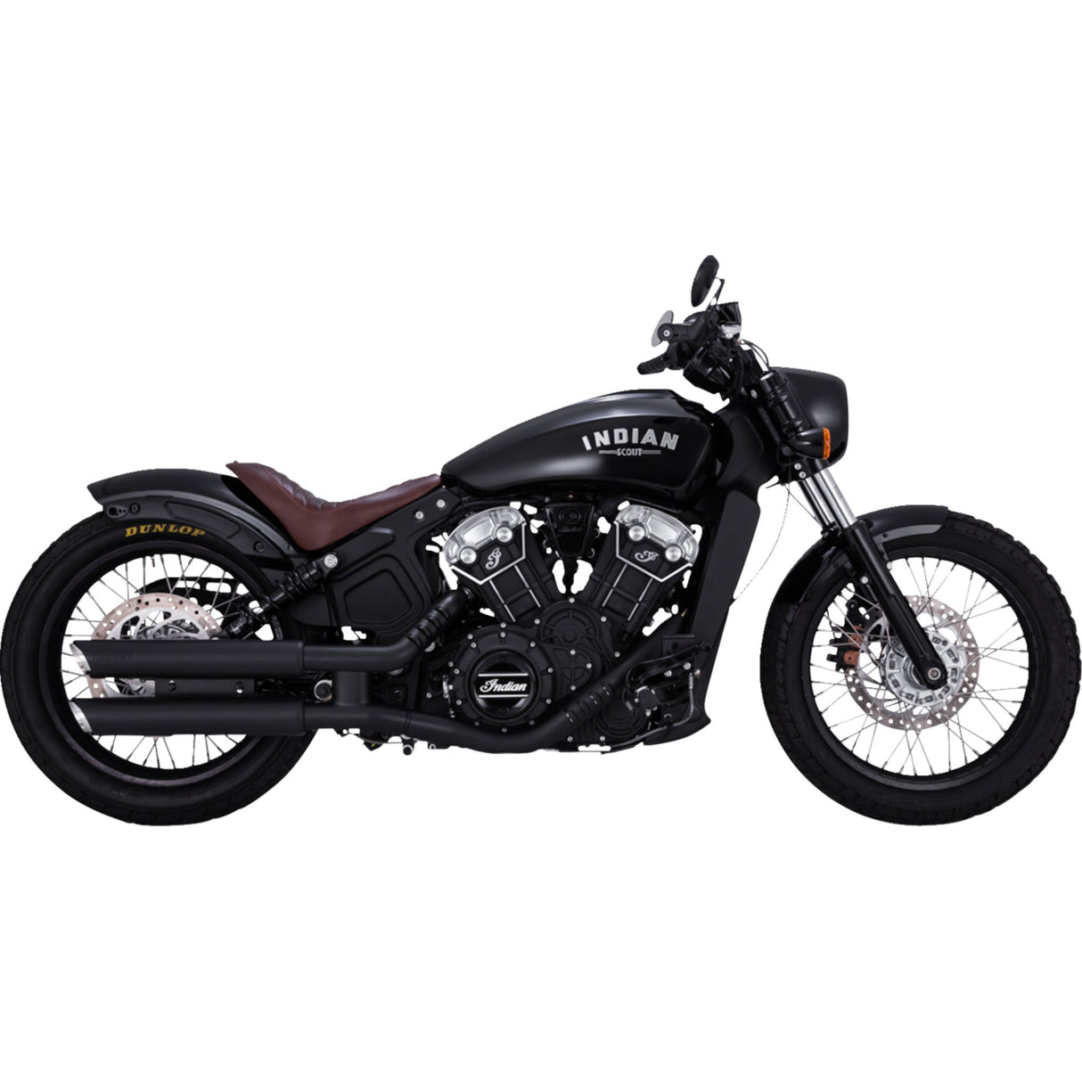 Vance & Hines Twin Slash 3" Slip-On Mufflers Black - 48323 For Indian Scout 2015-2022