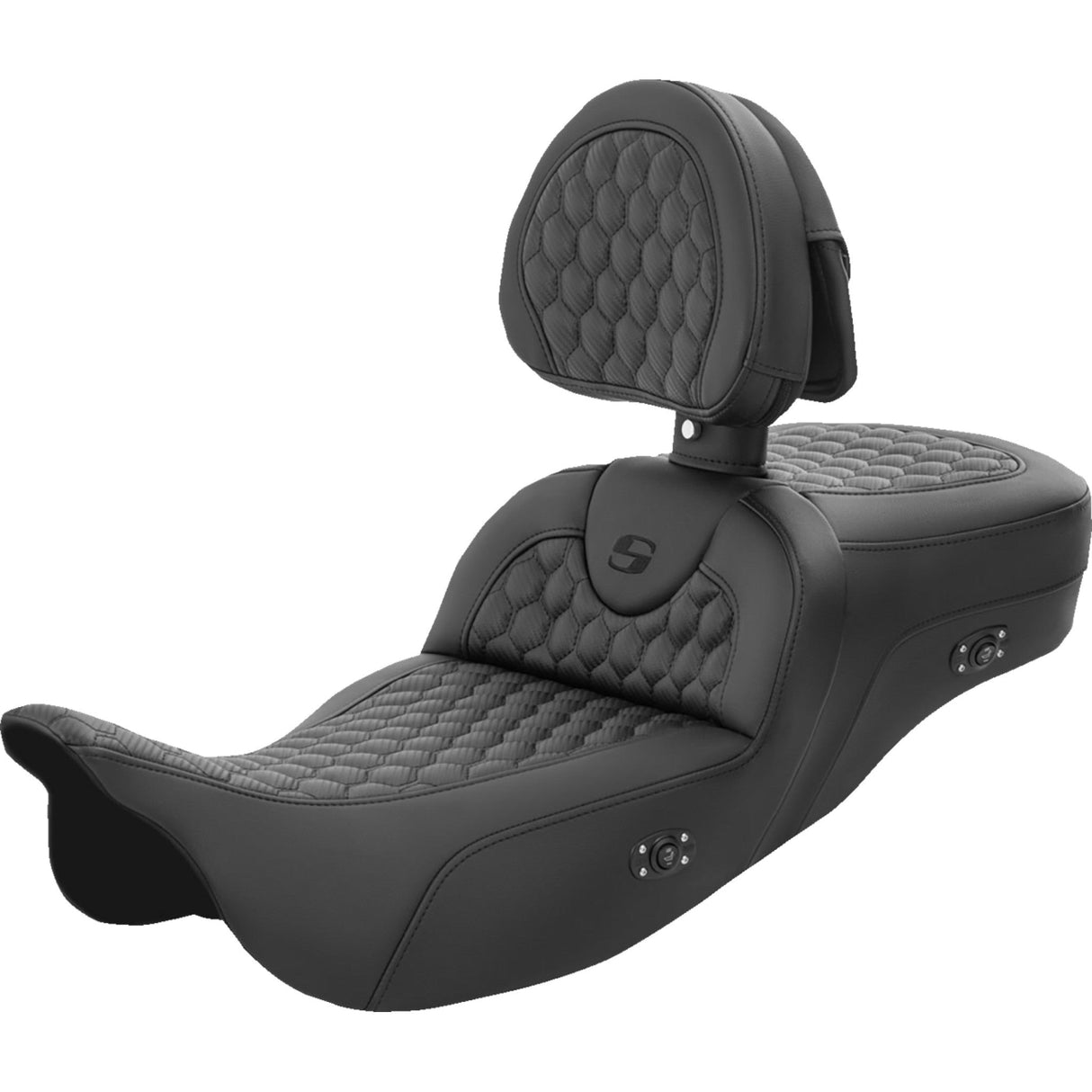 Saddlemen Honeycomb Roadsofa™ Seat Honeycomb With Backrest Extended Reach Heated - 808-07B-190BRHC For Harley Touring 2008-2025