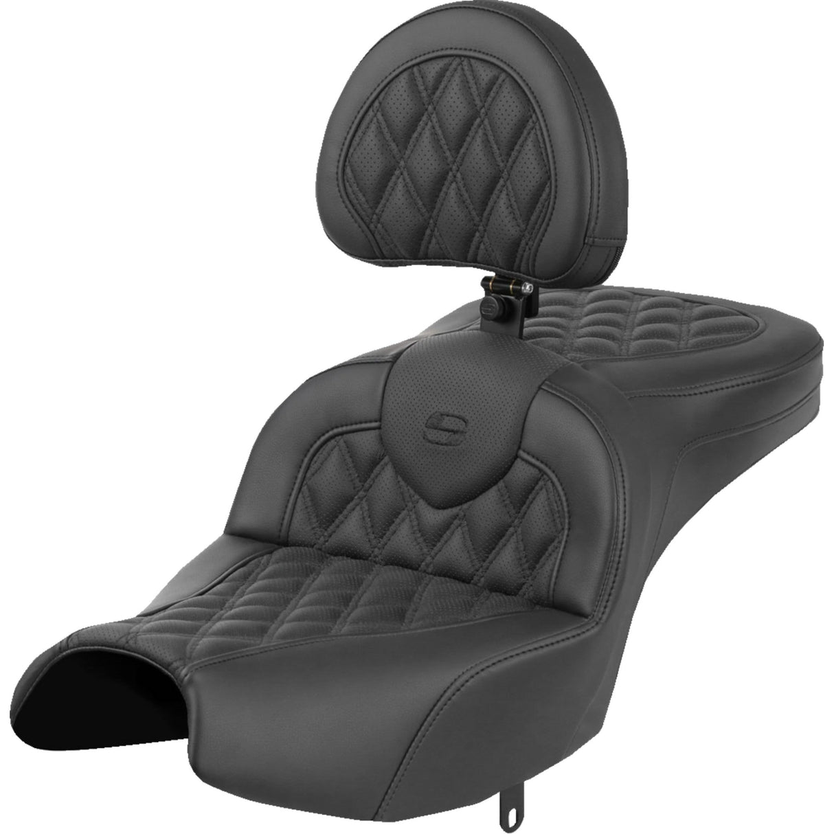 SADDLEMEN 0810-2427 I22-02-182BR Roadsofa™ Standard Reach Seat Roadsofa™ Seat - With Backrest - Black - Lattice Stitch - Indian Pursuit '22-'24