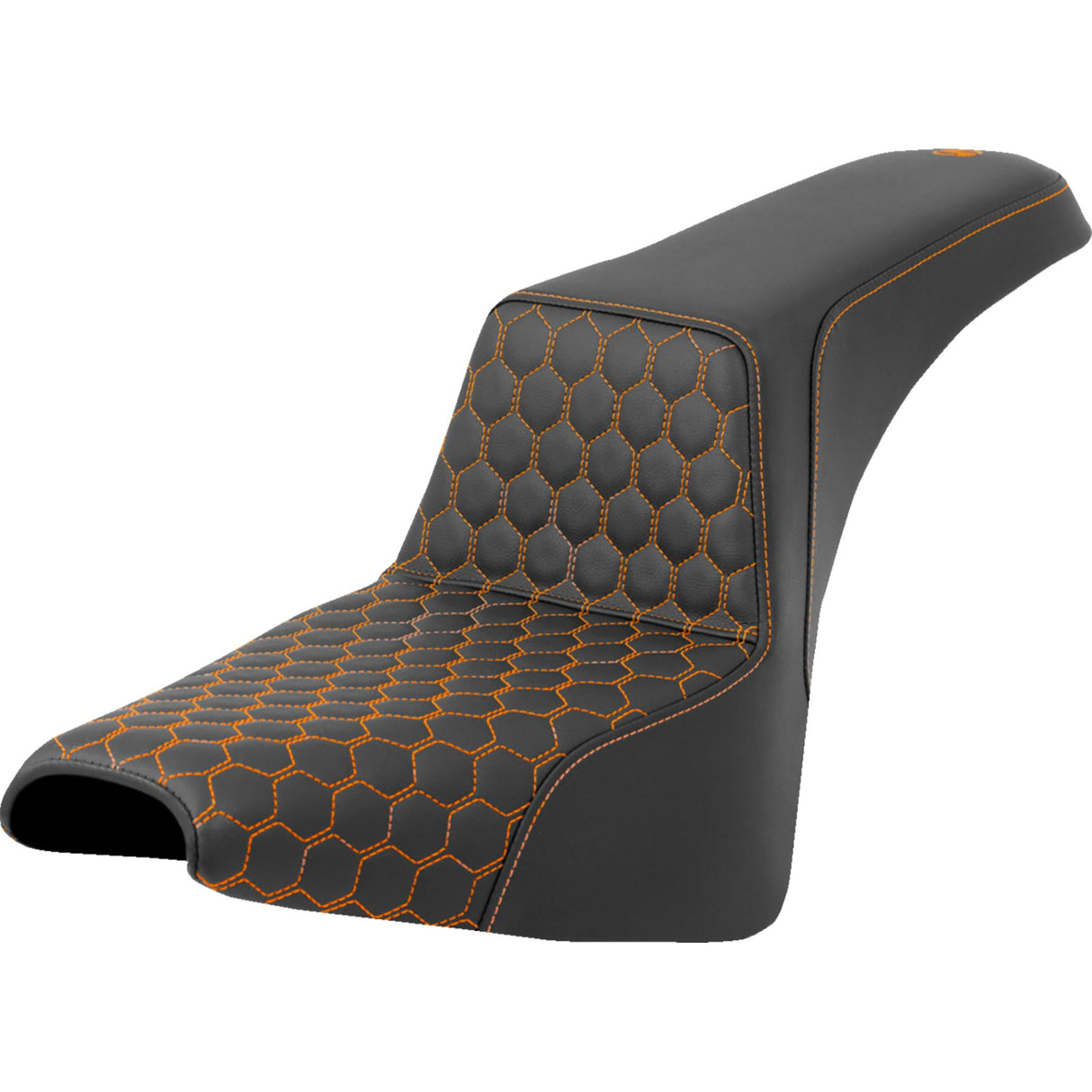 Saddlemen Honeycomb Step-Up Seat Honeycomb Orange Stitching - 818-30-17703 For Harley Softail 2018-2025