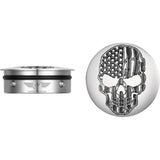 Figurati Designs Swing Arm Covers Contrast Cut American Flag Skull Custom - FD27-SS-SKUL-CC For Harley Motorcycles 1980-2026
