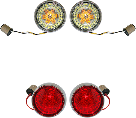 Complete Front & Rear Turn Signal Conversion Kit with Bullet Bezel Lenses