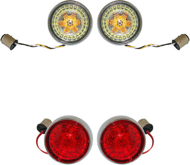 Complete Front & Rear Turn Signal Conversion Kit with Bullet Bezel Lenses