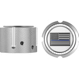 Figurati Designs Front Axle Nut Cover Front Stainless Steel Blue Line Flag Silver - FD70-FAC-SS For Harley Motorcycles 2002-2022