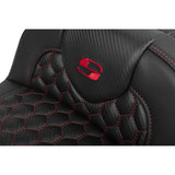Saddlemen Roadsofa™ Extended Reach Seat With Backrest Honeycomb Red Stitch - 823-07-190B4 For Harley Touring 2023-2026