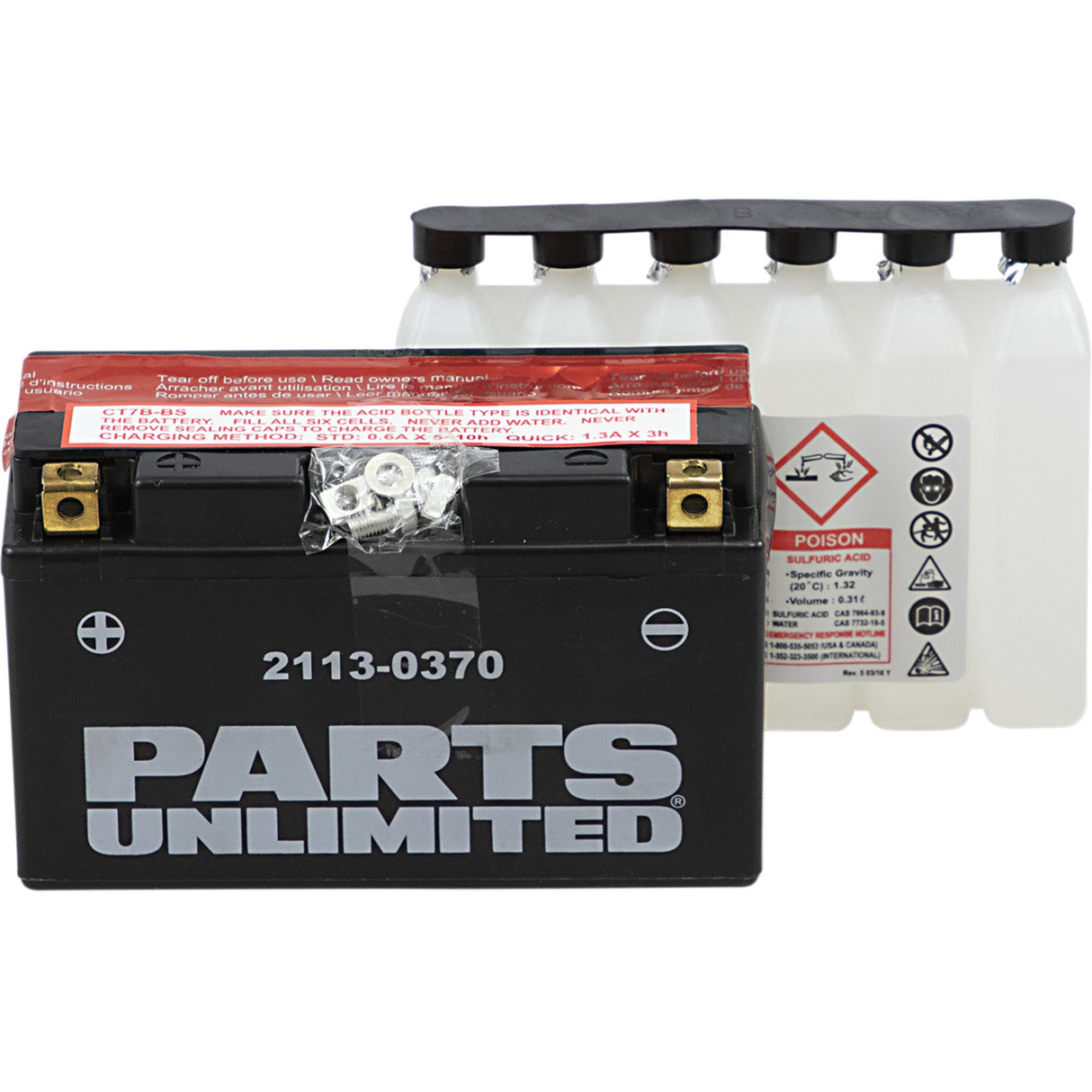 Parts Unlimited Battery - 2113-0370 For Suzuki 400 / 400E / 400S / 400SM 2000-2022 | Arctic Cat 300 4x4 / 250 2x4 / 250 4x4 1998-2006