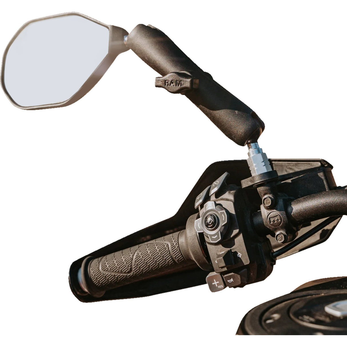 RAM MOUNTS 0640-1721 RAM-B-465LU Tough-Mirror™ Left Mirror with Ball Tough-Mirror™ - Side View - Oval - Black - Left with Ball