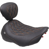 Mustang Wide Tripper™ Solo Seat Solo Mandarin Orange Stitching - 89503MO For Harley Touring 2023-2026