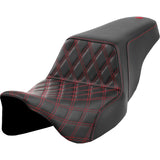 Saddlemen Lattice Stitch Step-Up Seat Front Red Stitch - 808-07B-17204 For Harley Touring 2008-2024