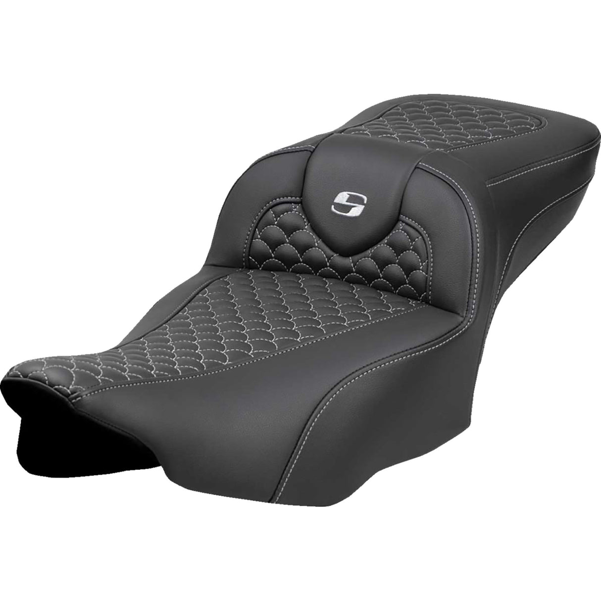 Saddlemen Dragon Scale Stitch RoadSofa™ Seat Silver Stitch Without Backrest - 823-07-20905 For Harley Touring 2023-2026