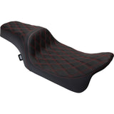DRAG SPECIALTIES SEATS 0801-1491 Predator 1-Up Seat Predator 1Up Seat - Vinyl - Double Diamond Red Stitch - FLH '08-'23