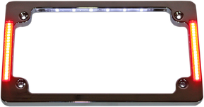 Tri-Horizontal Motorcycle Plate Frame with Flush-Mount LEDs and LED Plate Illumination