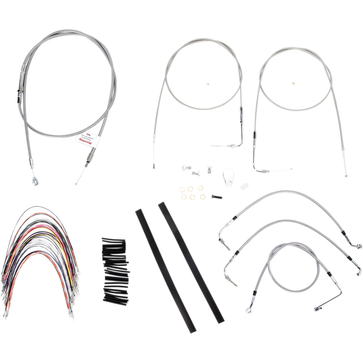 Burly Brand Complete Stainless Braided Handlebar Cable Brake Line Kit 14" Ape Hangers '07 Touring - B30-1085 For Harley Touring 2007
