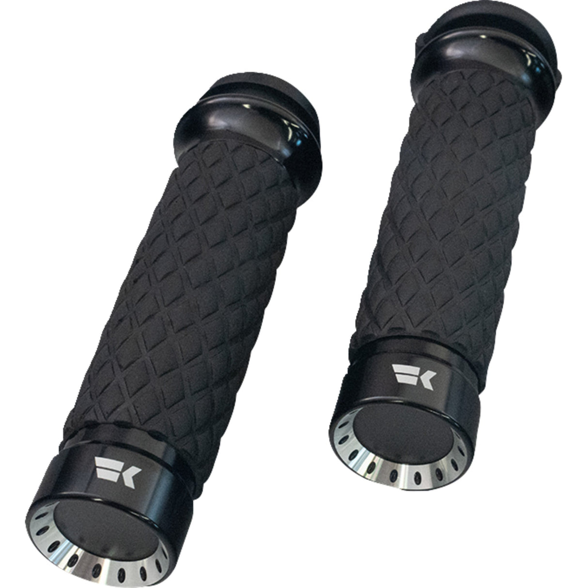 Khrome Werks Turbine Grips Custom Contour Diamond Black - 500330 For Harley Motorcycles 2008-2024