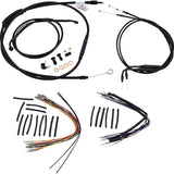 Burly Brand Complete Black Vinyl Handlebar Cable Line Kit For Ape Hangers 14" - B30-1009 For Harley Softail 2000-2006