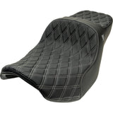 Slyfox Chariot Seat Silver Double Diamond Stitch Silver Logo - 4723D For Harley Touring 2009-2025
