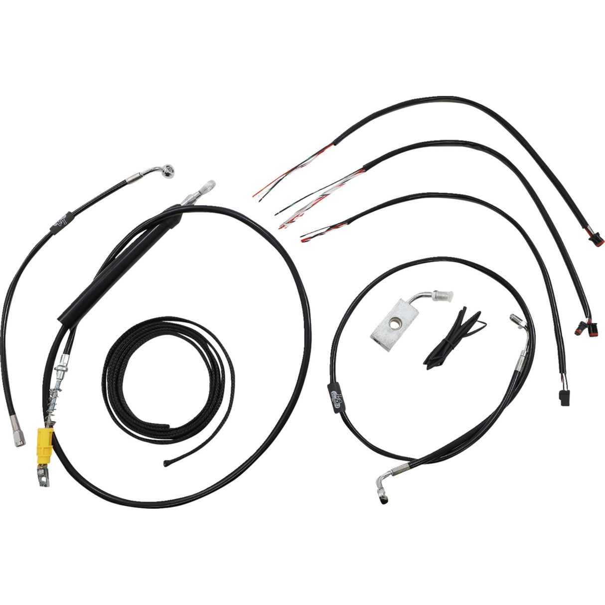 LA CHOPPERS 0662-0847 LA-8155KT2-19B Complete Black Vinyl Braided Handlebar Cable/Brake Line Kit - Quick Connect - Complete - 18" - 20" Handlebars - Black Vinyl