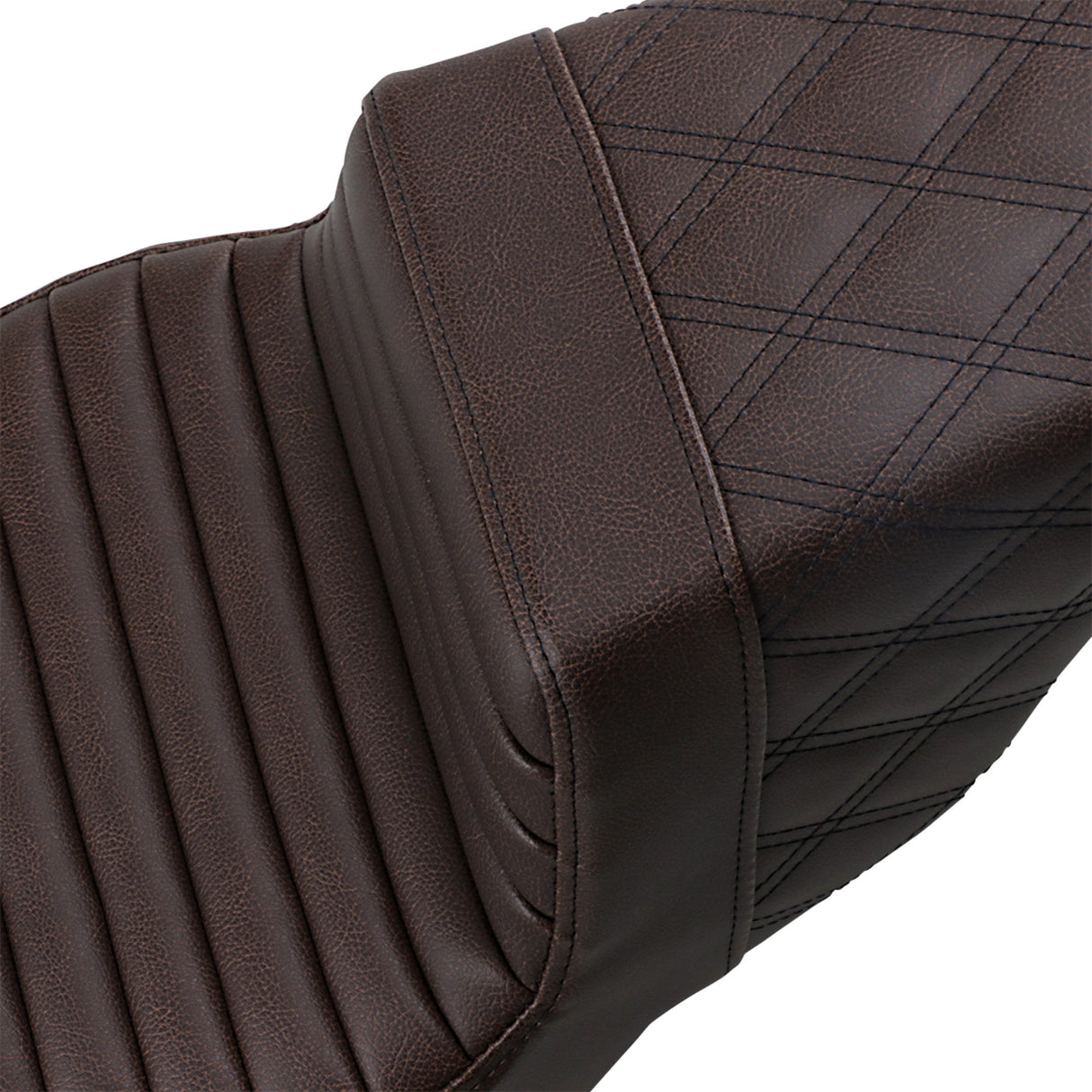 Saddlemen Step-Up Seat — Rear Lattice Stitch Front Tuck-N-Roll Brown - 808-07B-176BR For Harley Touring 2008-2025