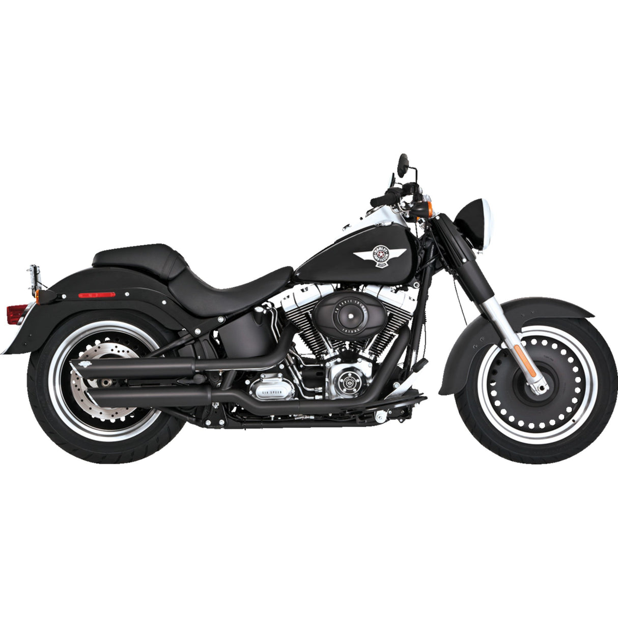 Vance & Hines Twin Slash 3" Slip-On Mufflers Black - 46844 For Harley Softail 2007-2009