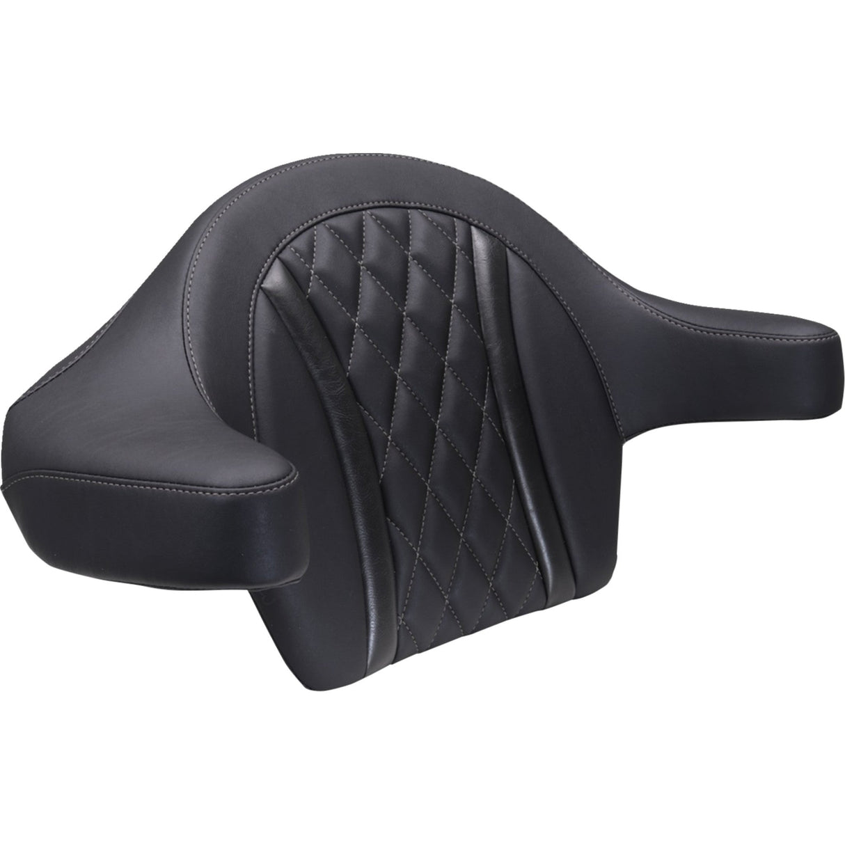 Mustang Extended Arm Wrap-Around Backrest Diamond Gunmetal Stitch - 88430GM For Harley Touring 2023-2026