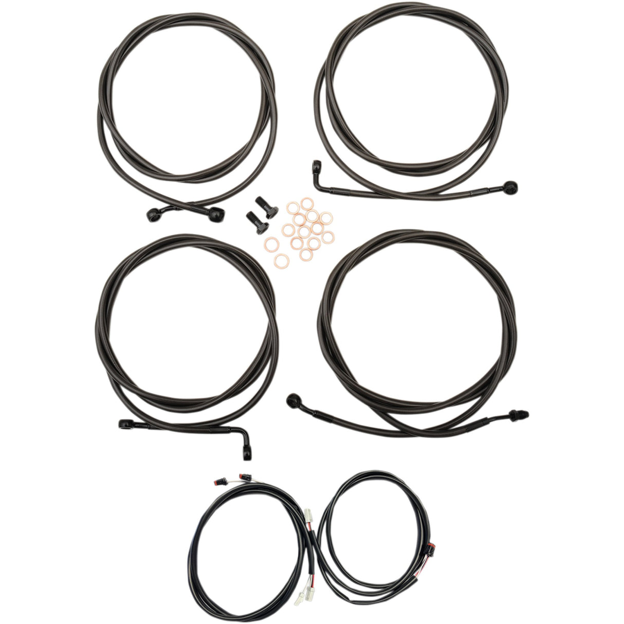 LA Choppers Complete Plug-And-Play Cable Kit 12" 14" Handlebars ABS Midnight - LA-8054KT3-13M For Harley Touring 2017-2020