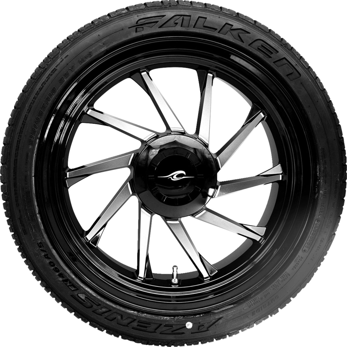 COASTAL MOTO 0336-0026 PKG-HURR-187T-BM Hurricane 3D Wheel/Tire Combinations for Trike - Hurricane 3D Rear Right Wheel - Black Cut (18") | Falken Tire (215/45ZR18)