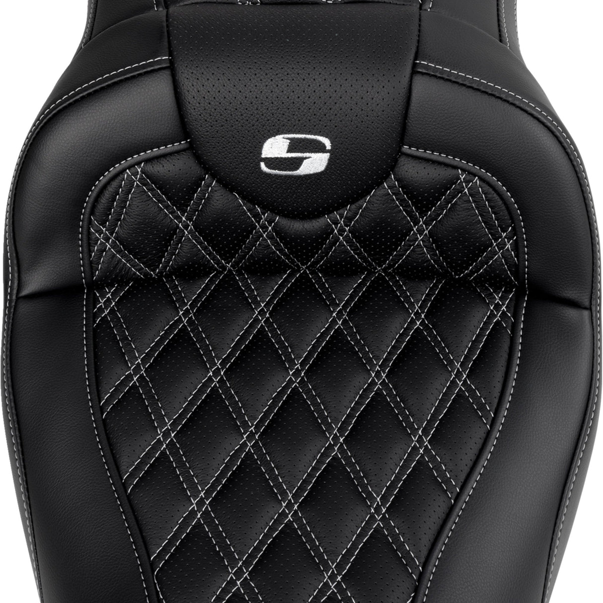 Saddlemen Roadsofa™ Lattice Stitch Seat With Backrest Silver Stitch - 808-07B-182B5 For Harley Touring 2008-2025