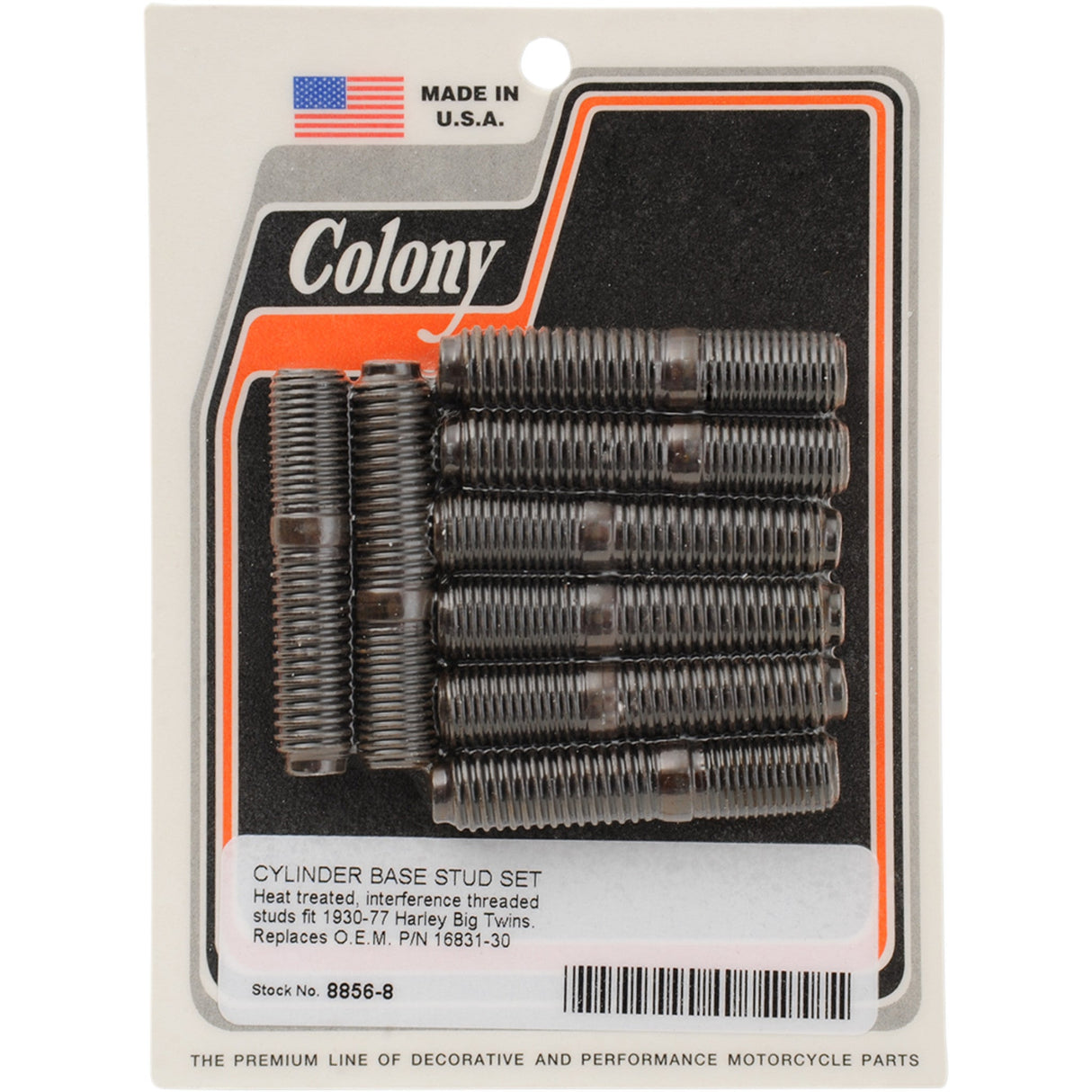 Colony Stud Set - 8856-8 For Harley Motorcycles 1936-1977