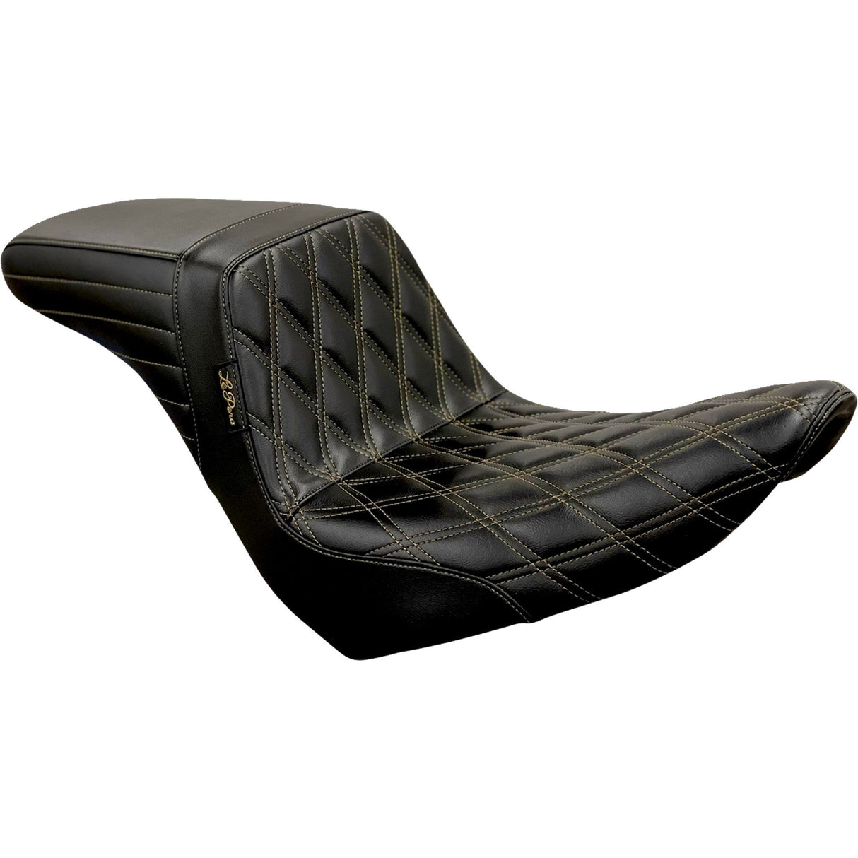 LePera Kickflip Seat — Double Diamond With Chestnut Stitching Black - LYR-590DD-CHET For Harley Softail 2018-2023