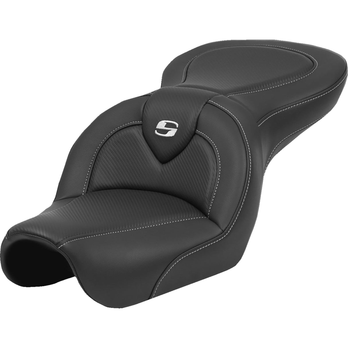 Saddlemen Roadsofa™ Carbon Fiber Seat Black Stitch Without Backrest - 804-04-185 For Harley Dyna 2004-2005